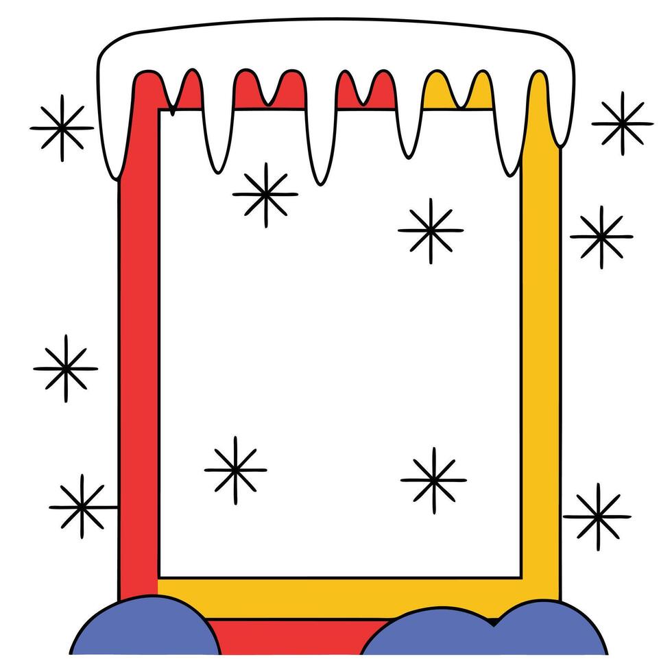 Winter Wonderland Colorful Frame Snow, Icicles, Festive Design vector
