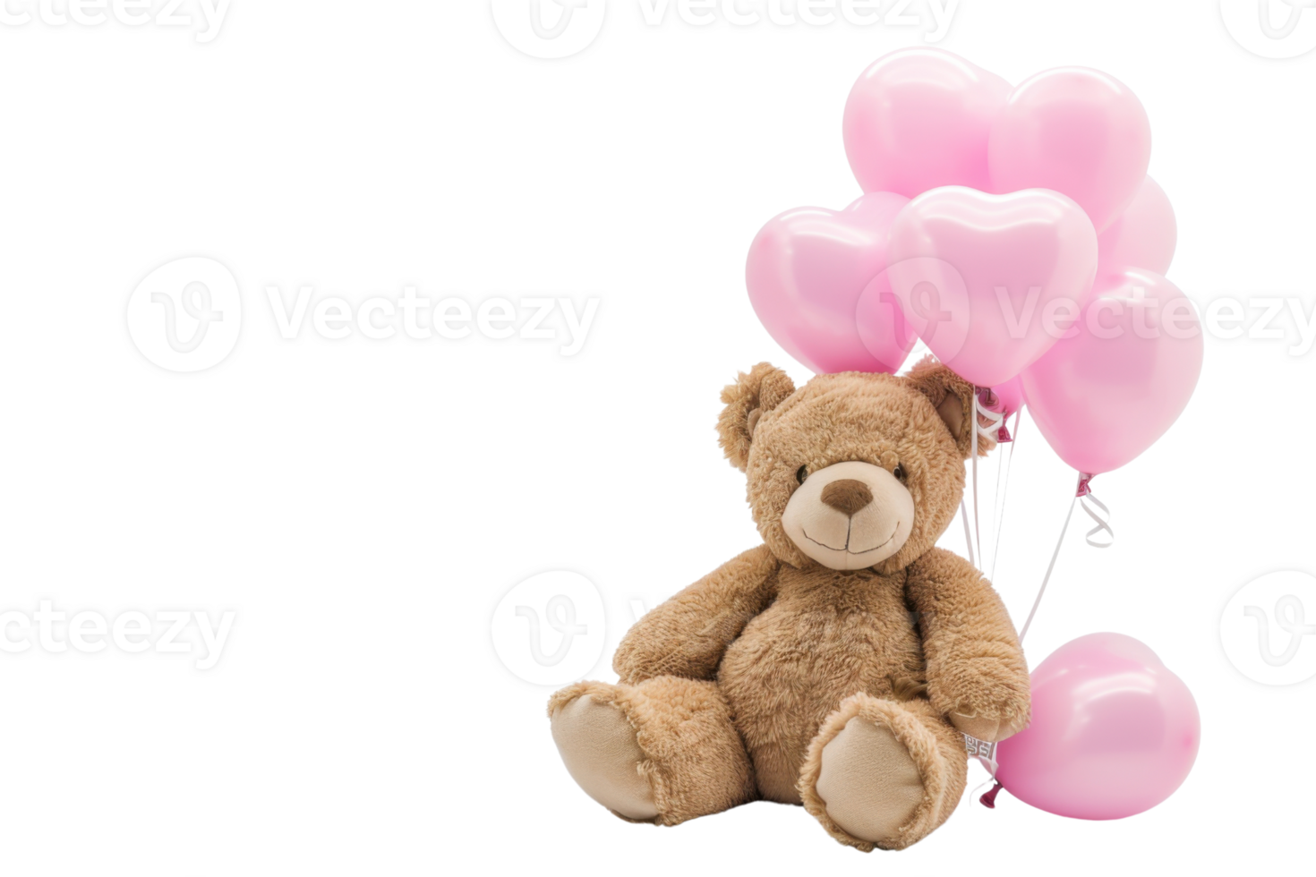 a teddy bear with pink balloons on a transparent background png