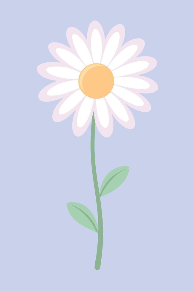 Single Daisy Flower Illustration Pastel, Simple, Nature, Botany, Bloom vector