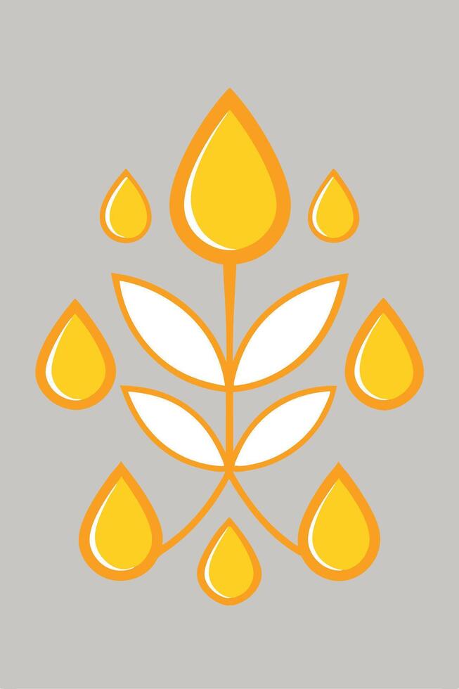 Natural Oil Drops Plant Abstract Design Botanical Essence vector