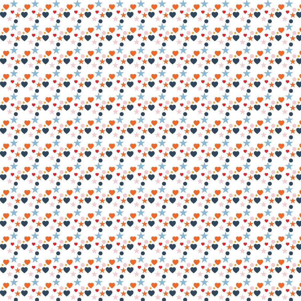 Pattern of Vibrant Orange and Blue Hearts on White Background vector