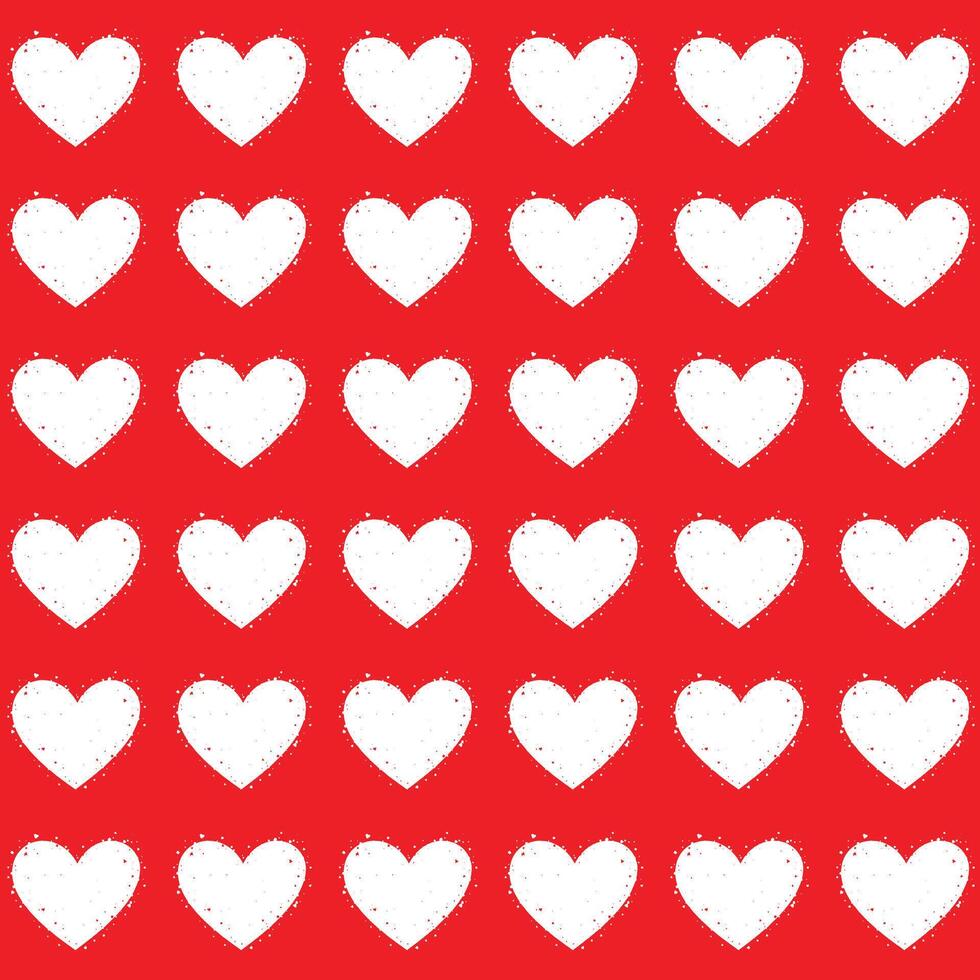 White Heart Pattern on Red Background vector