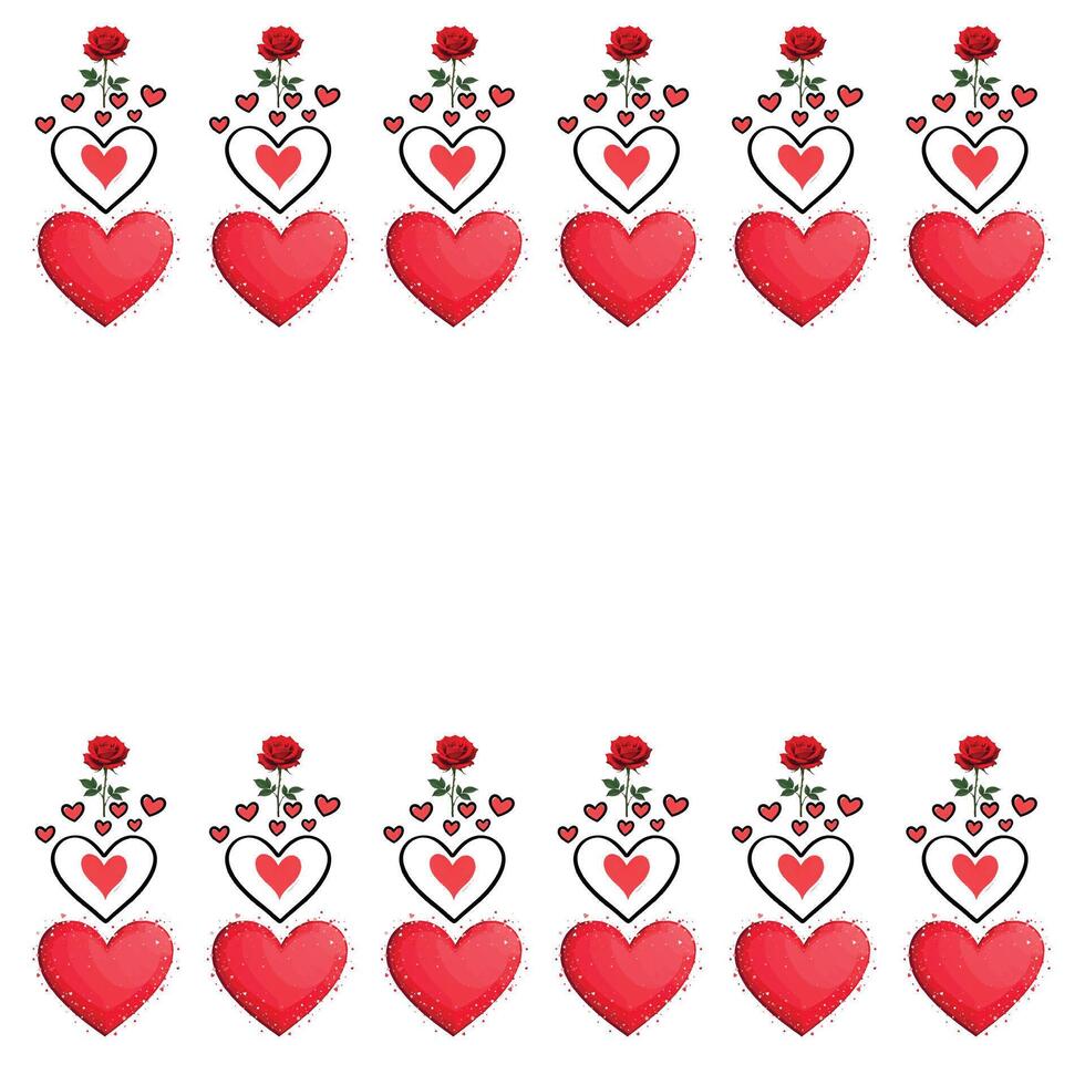 Pattern of Red Hearts on White Background vector