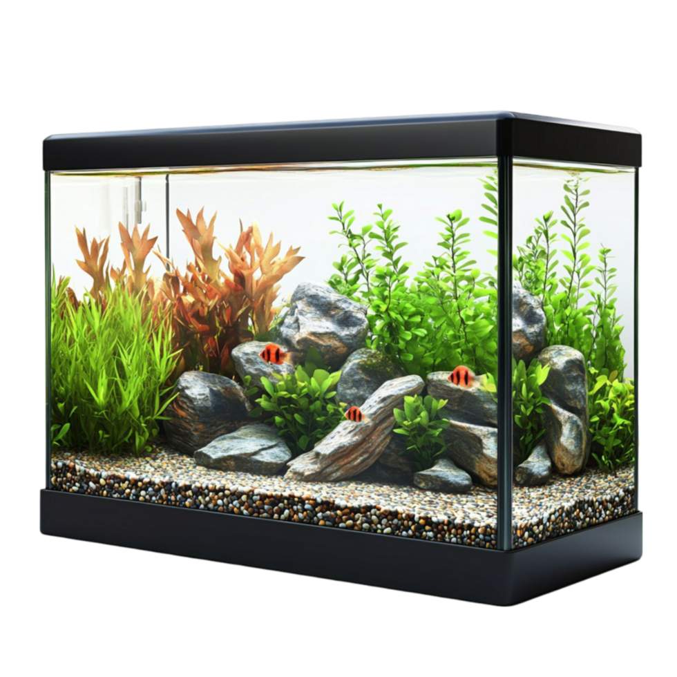 Aquarium Fish Tank with Plants and Rocks png