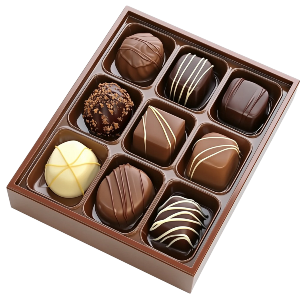Chocolate Box with Different Flavored Chocolates png