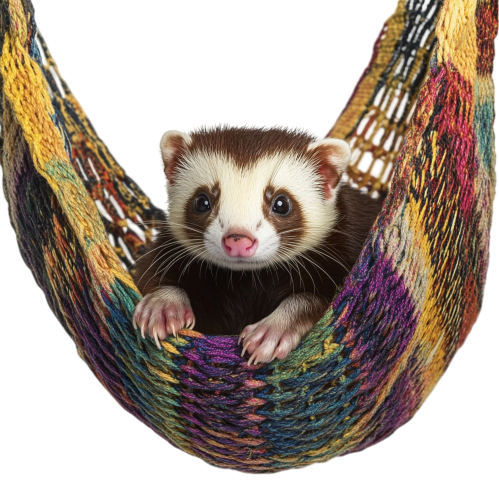 Ferret Relaxing in Hammock png