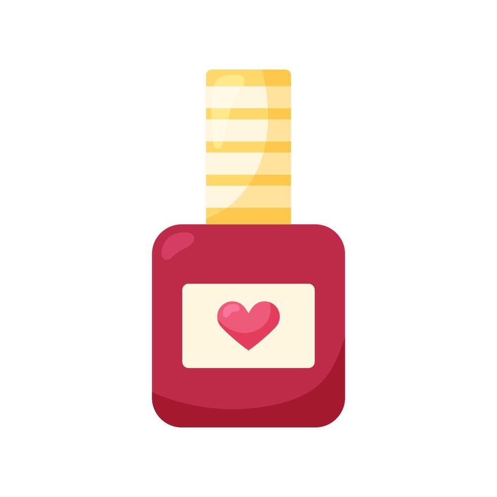 Bottle of red nail polish. Element for design on white background. Isolated illustration. vector