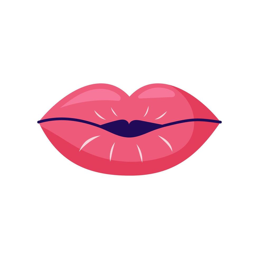 Kissing lips hand drawn. Womens day element for design on white background. Isolated illustration. vector