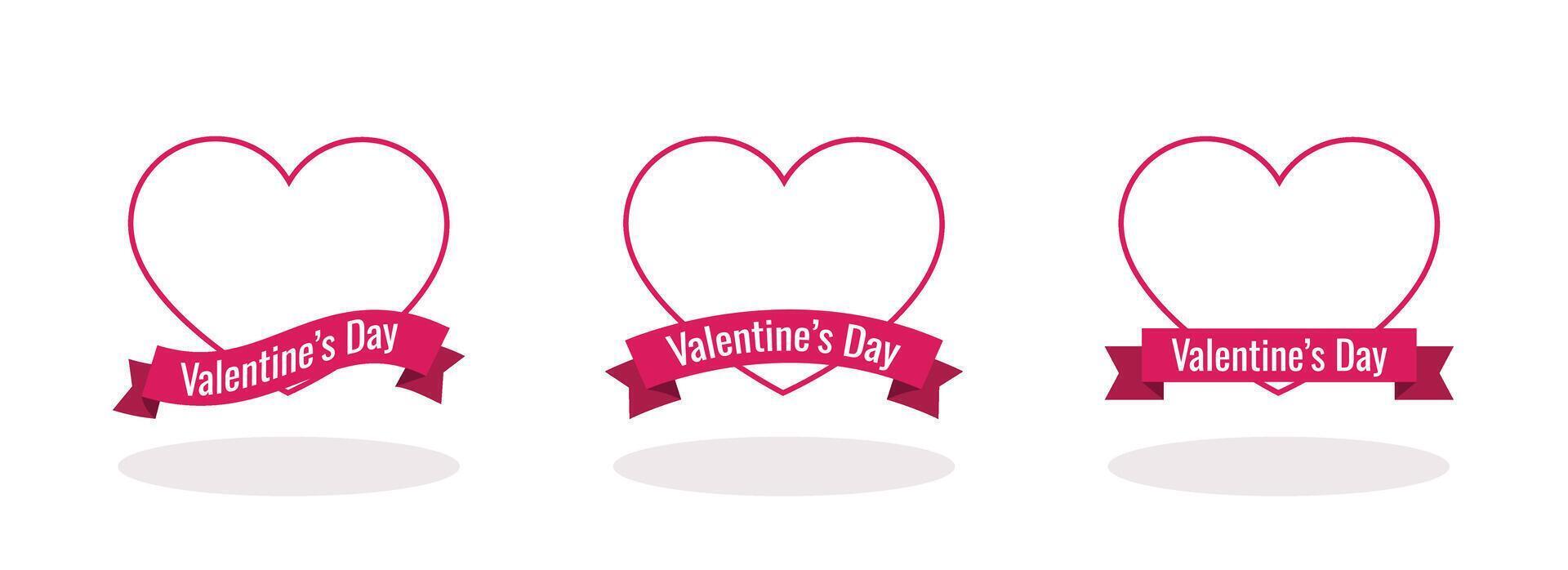 Valentine's Day Heart Banner with Ribbon Template vector