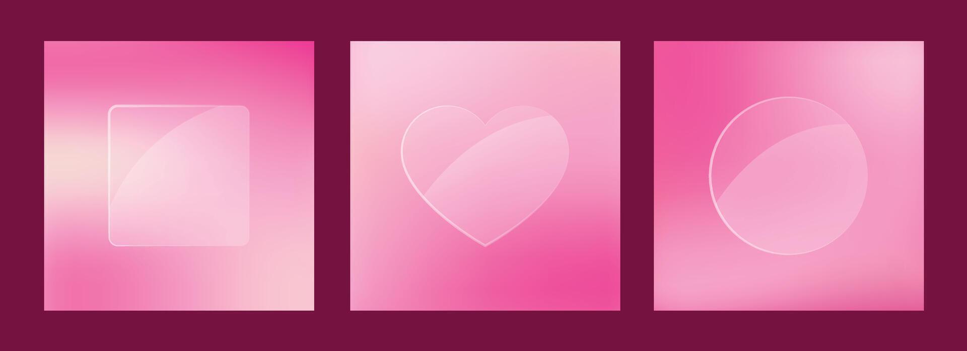 Valentine Glass Banner Set vector