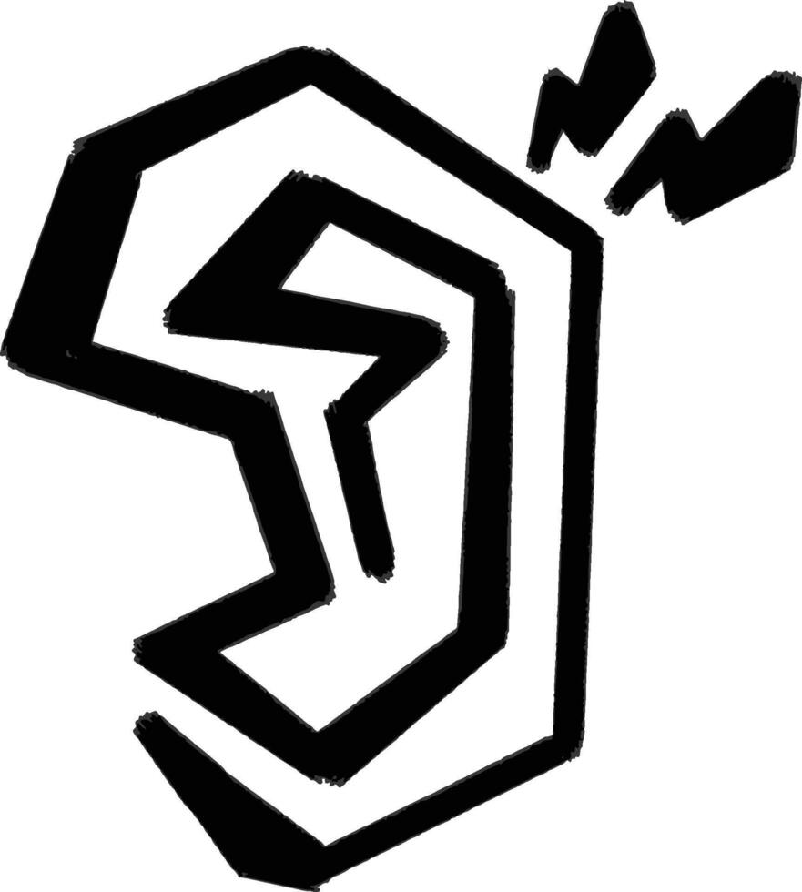 Line Drawing of an Ear Icon vector