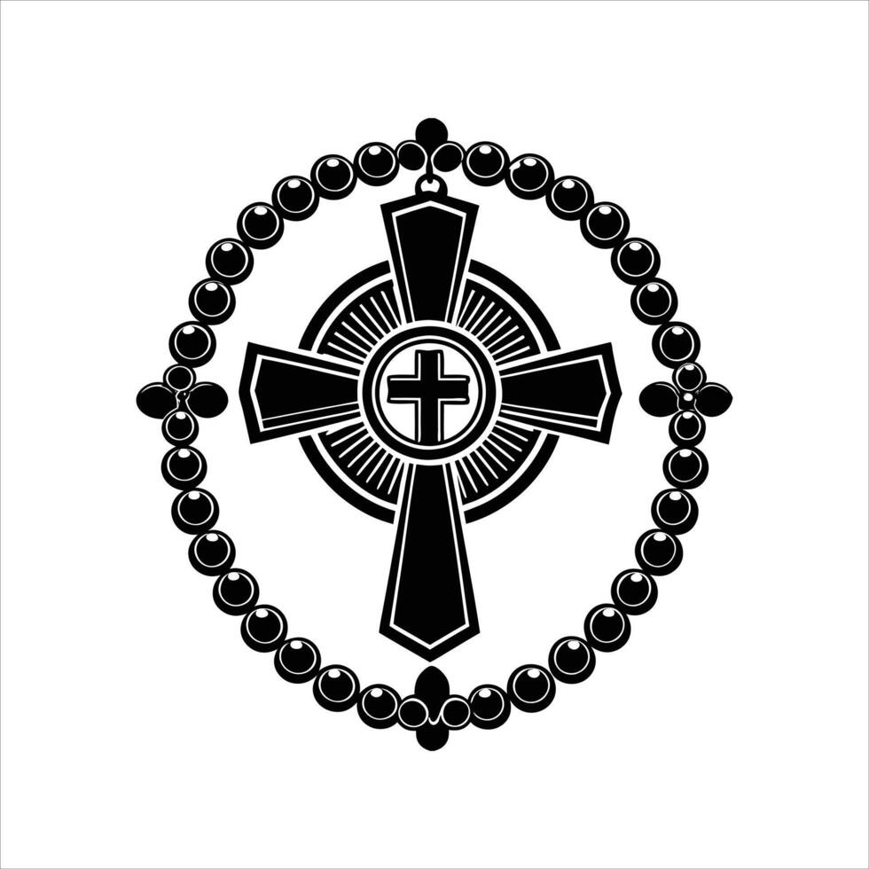 Rosary With Cross vector