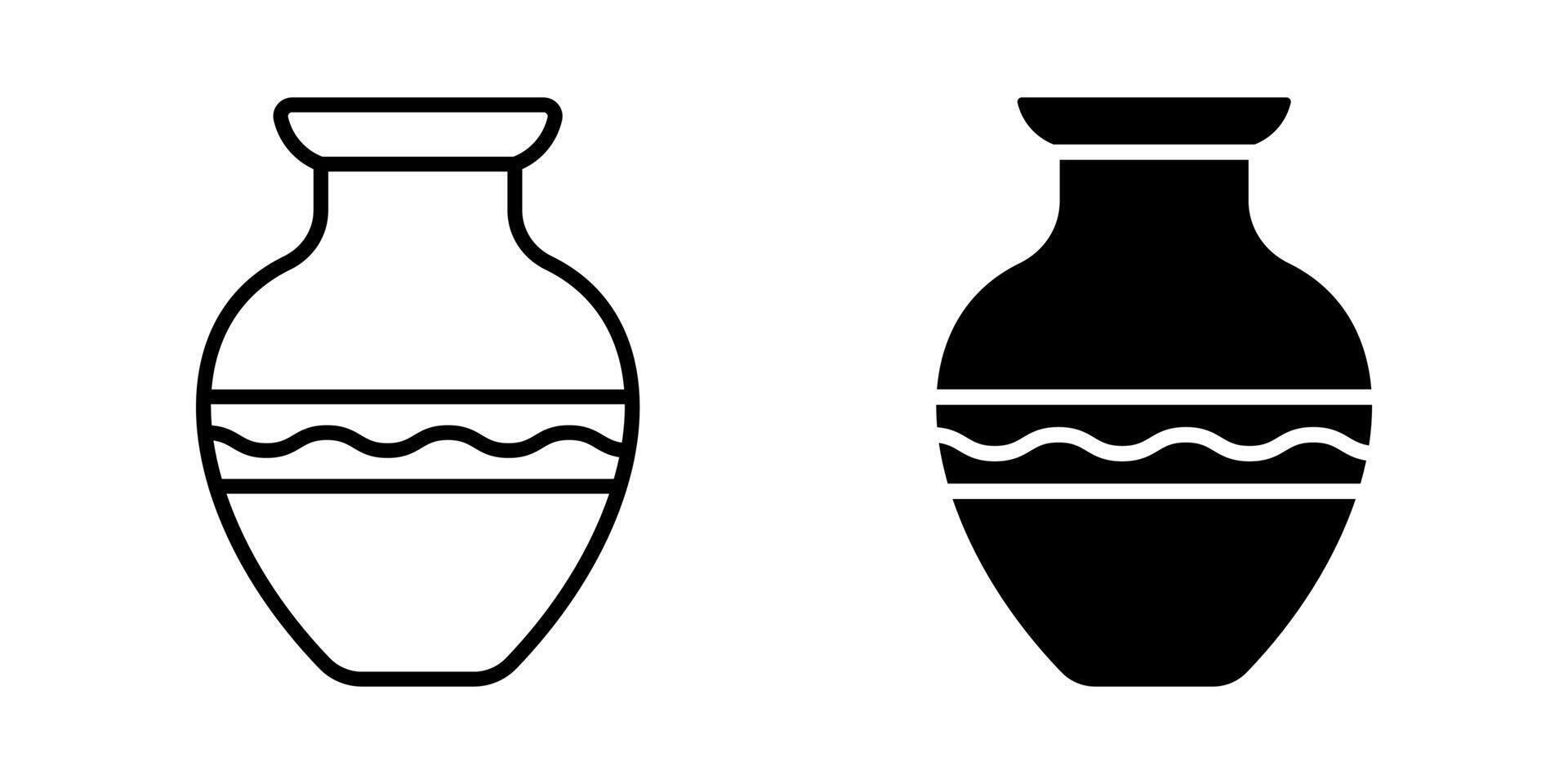 Pottery icon set. ceramic vases sign. for mobile concept and web design. illustration on white background vector