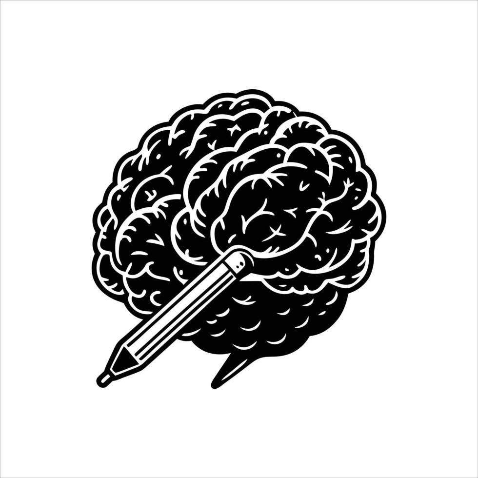 Brain With Pencil Vectors