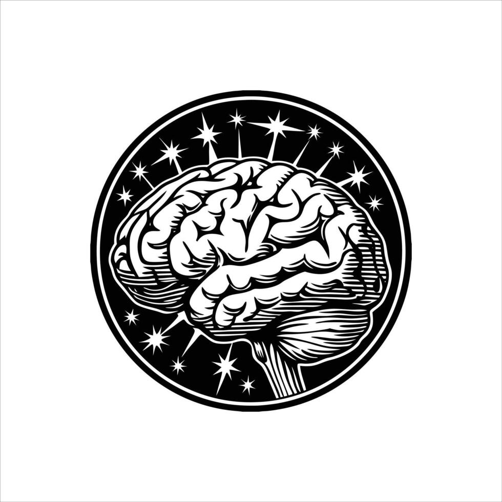 Brain and Stars vector