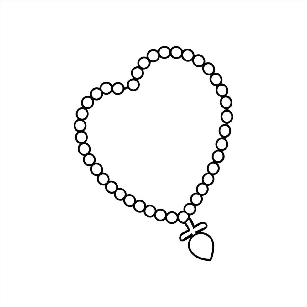 design of heart shaped rosary rosary with Christian vector