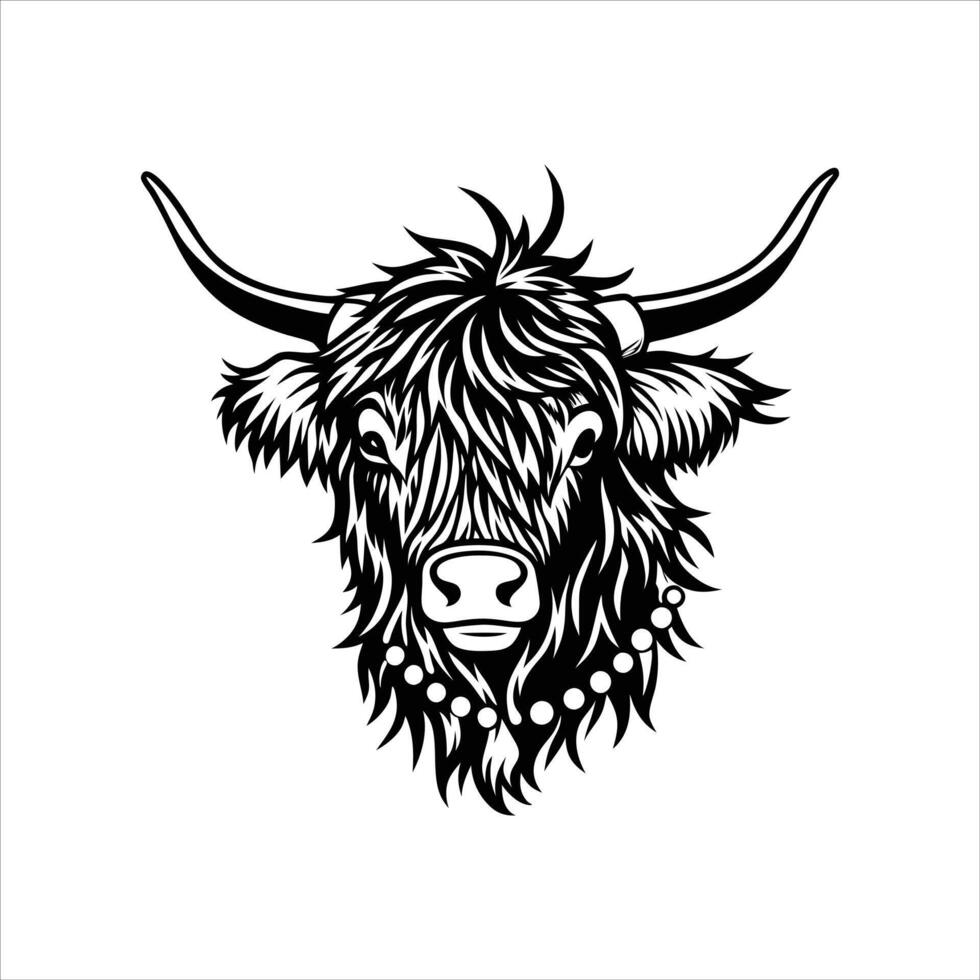 Highland Cow With Christmas vector
