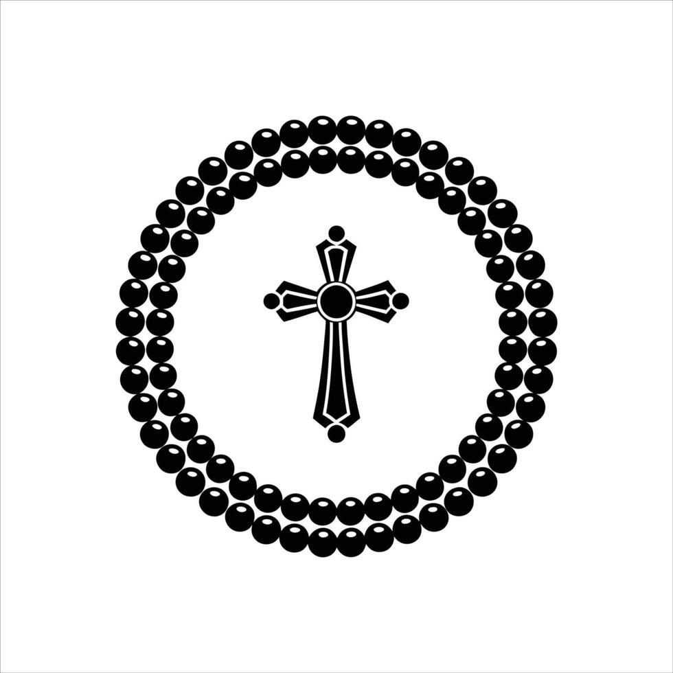 Rosary Beads With Crucifix vector