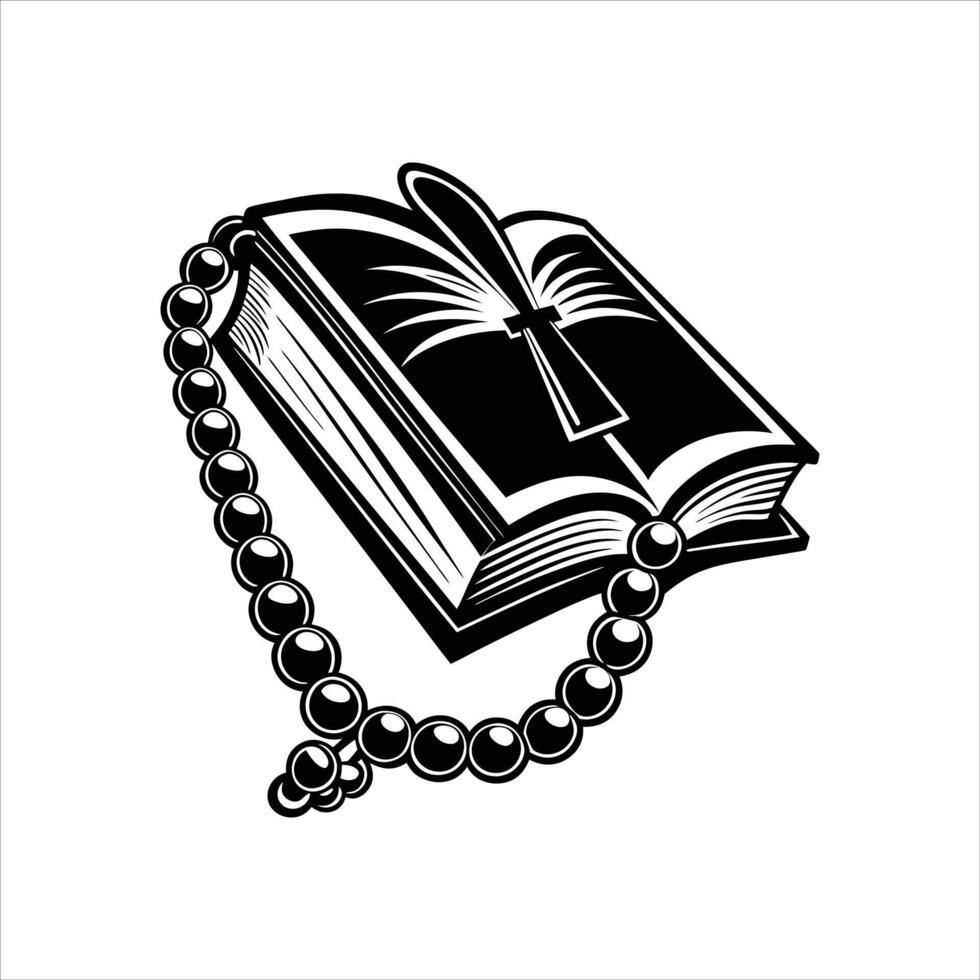 Photo of Wooden Rosary Beads Draped vector