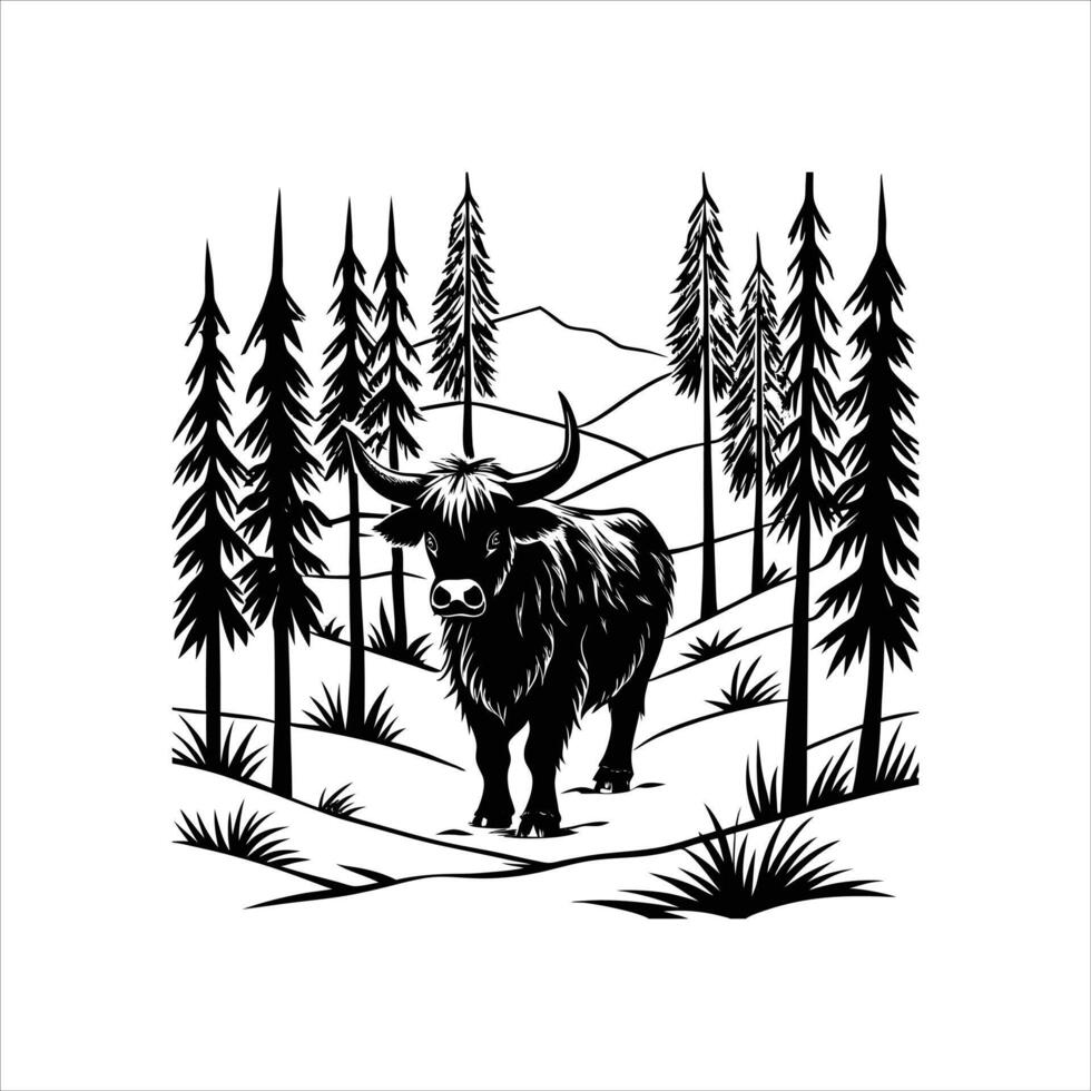 Walking highland cattle Stock vector