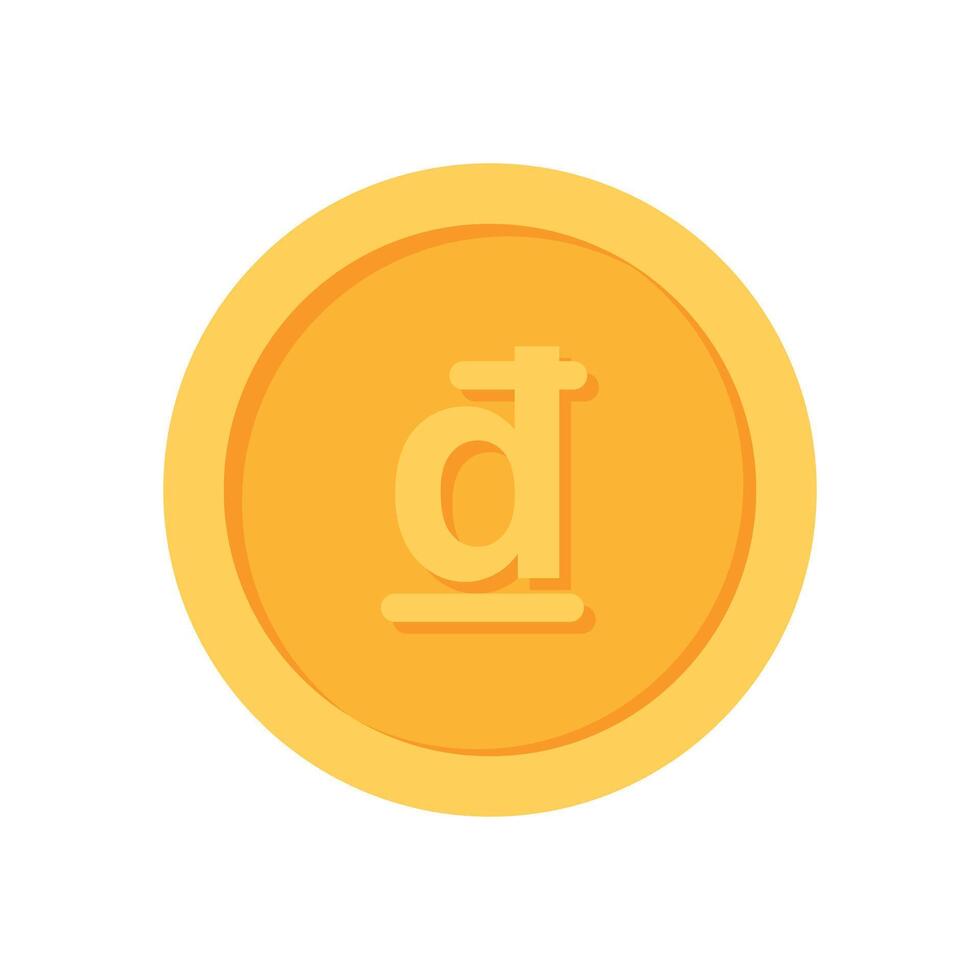 Vietnam Dong Gold currency coin flat icon vector