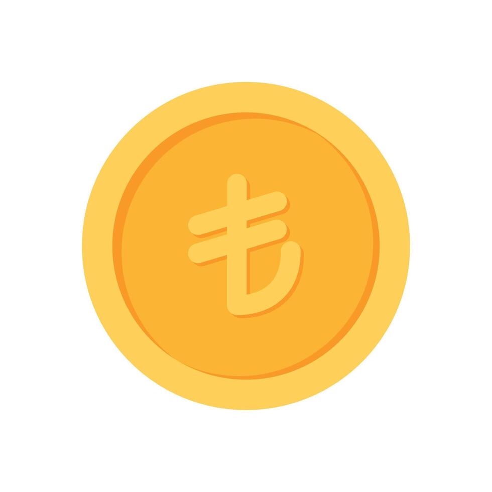 Turkey Lira Gold currency coin flat icon design vector