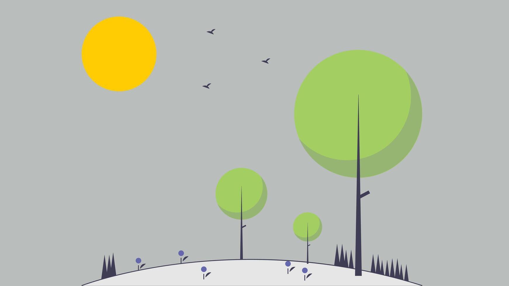 Trees in the forest with sun in background illustration vector