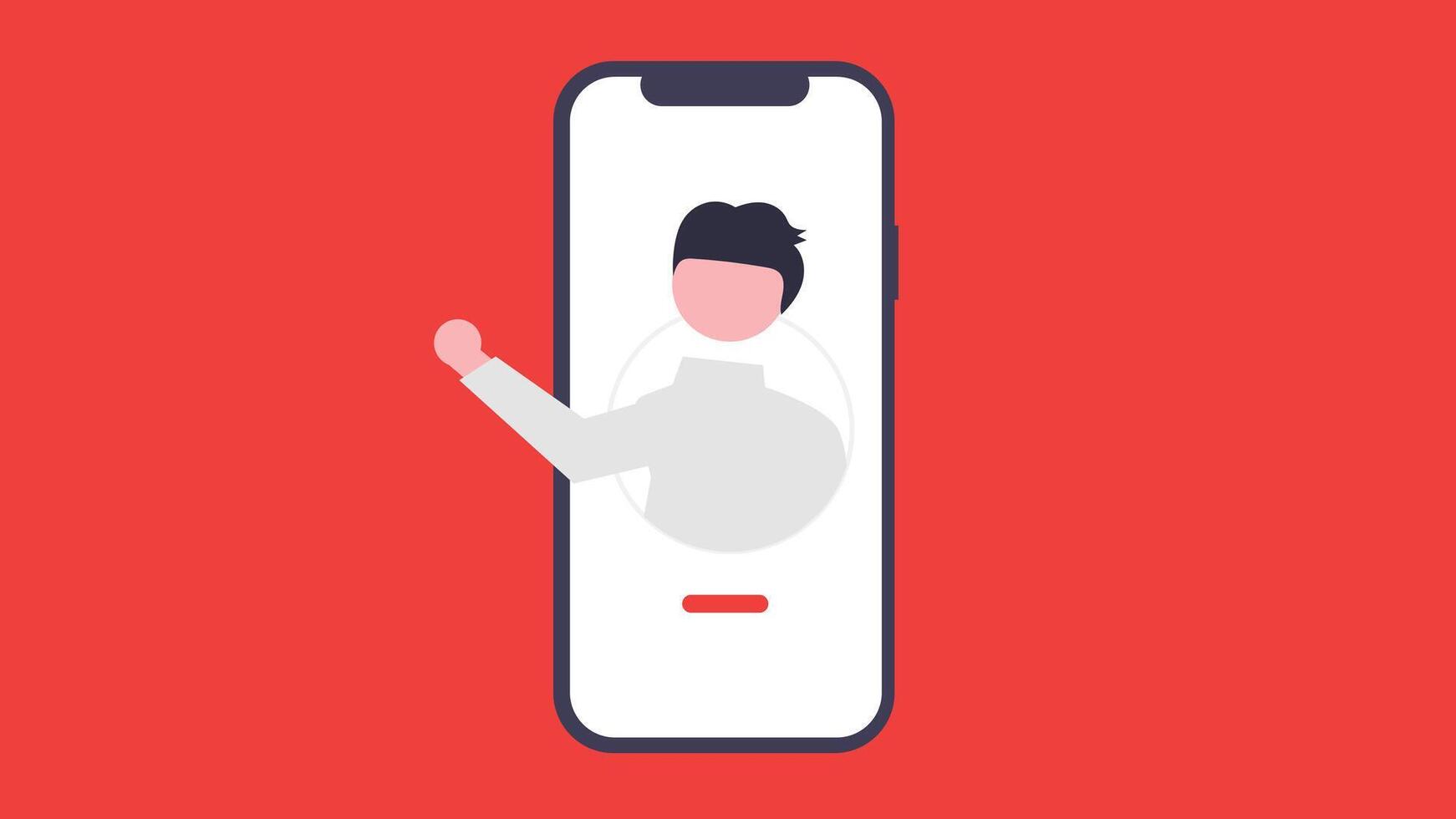 character avatar on a mobile screen flat design vector