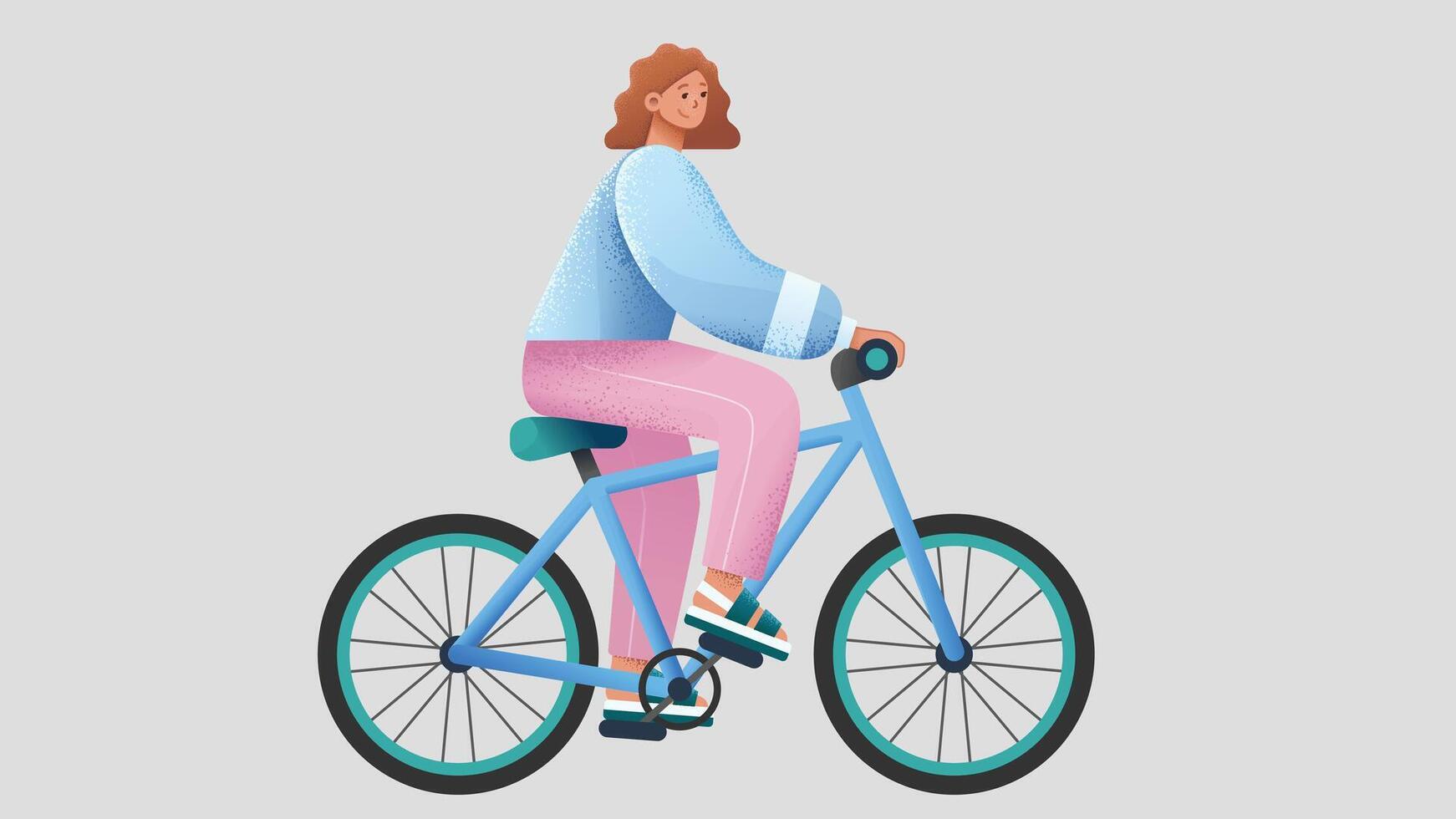 graphic person riding a bicycle in isolated backdrop background vector