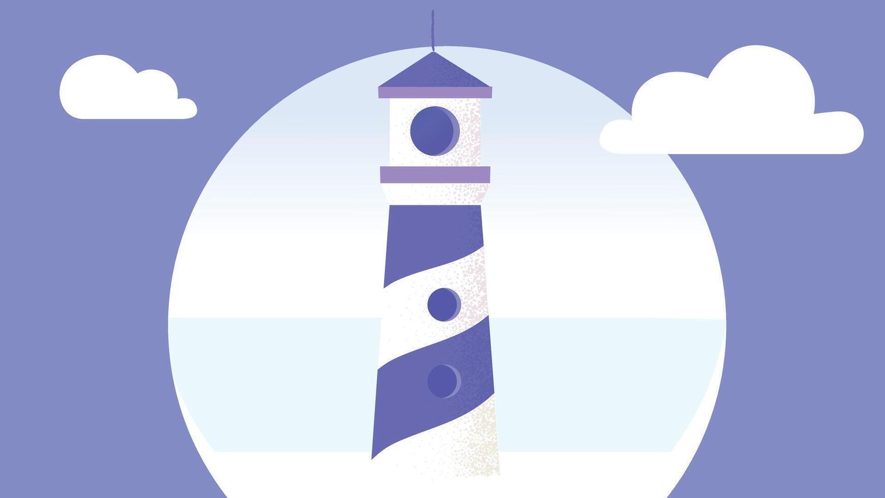 lighthouse flat design duo tones with sea background vector