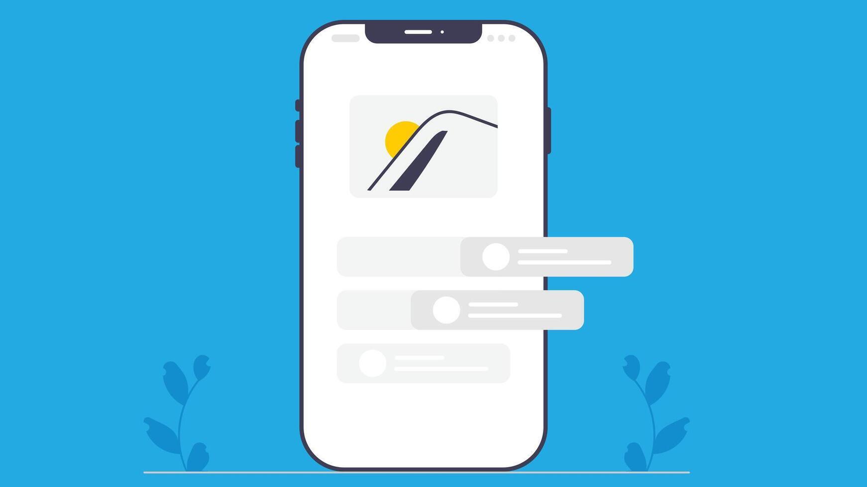 Mobile application screen flat illustration vector