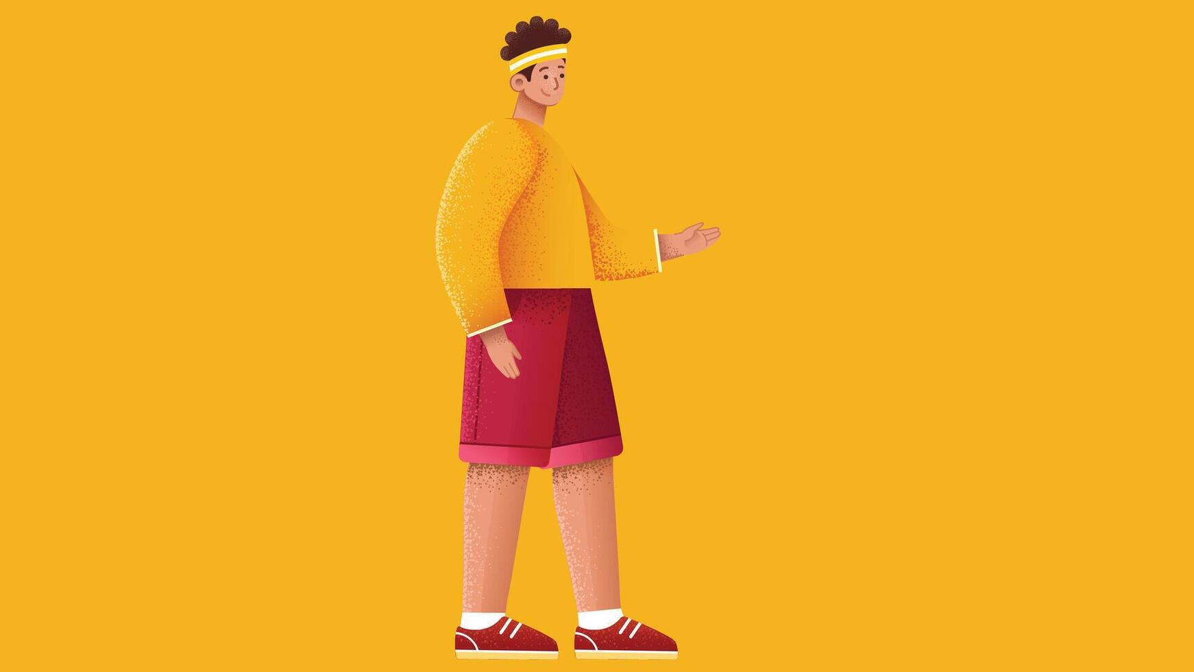 graphic person model in sportswear in isolated backdrop background vector