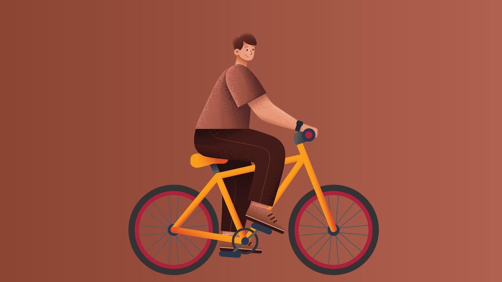 Man riding a bicycle in garden isolated background vector