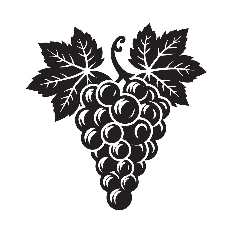 Grapes icon silhouette on white background vector