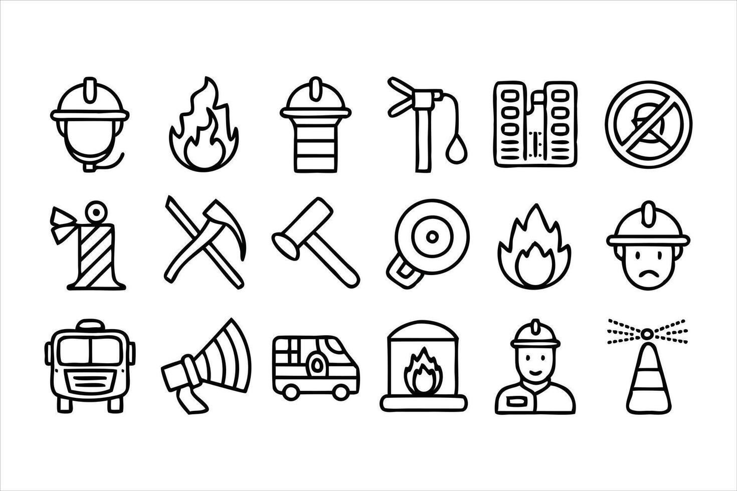 Emergency Fire Protection Outline Set vector