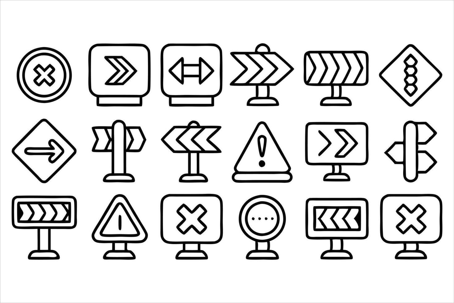 set of 30 outline icons related to signage linear vector