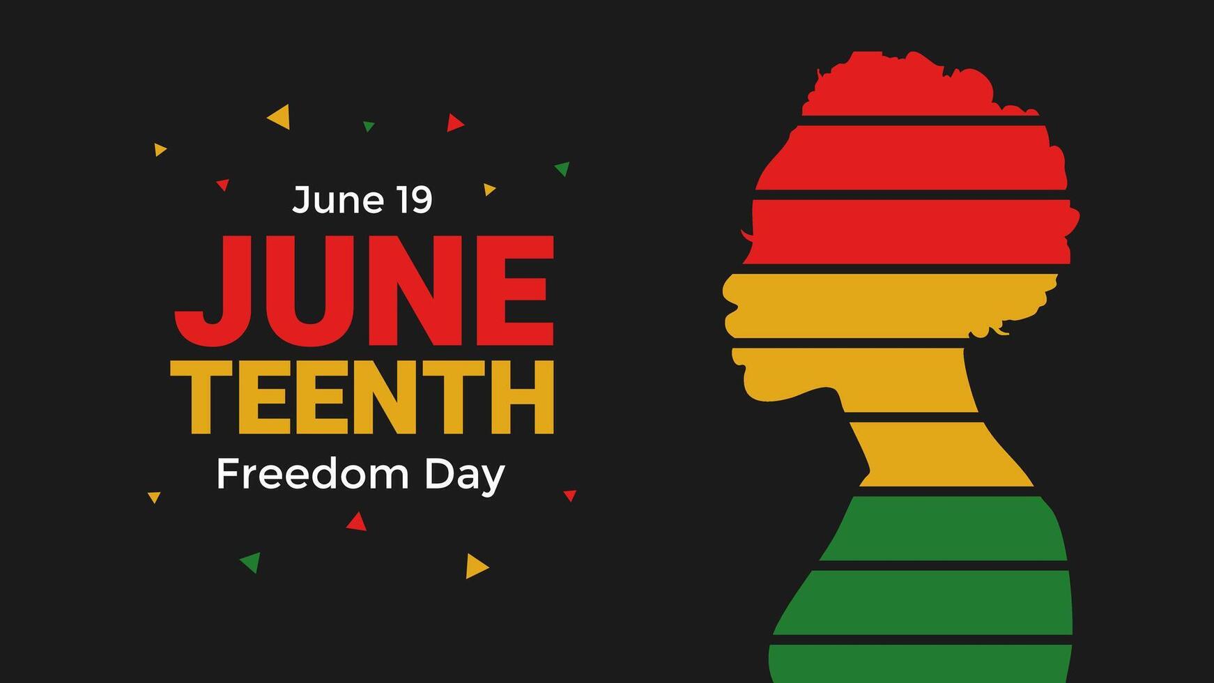 Juneteenth greeting with afro woman on black background vector