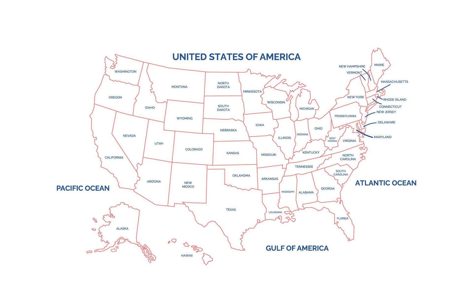 Gulf of America United States Map vector