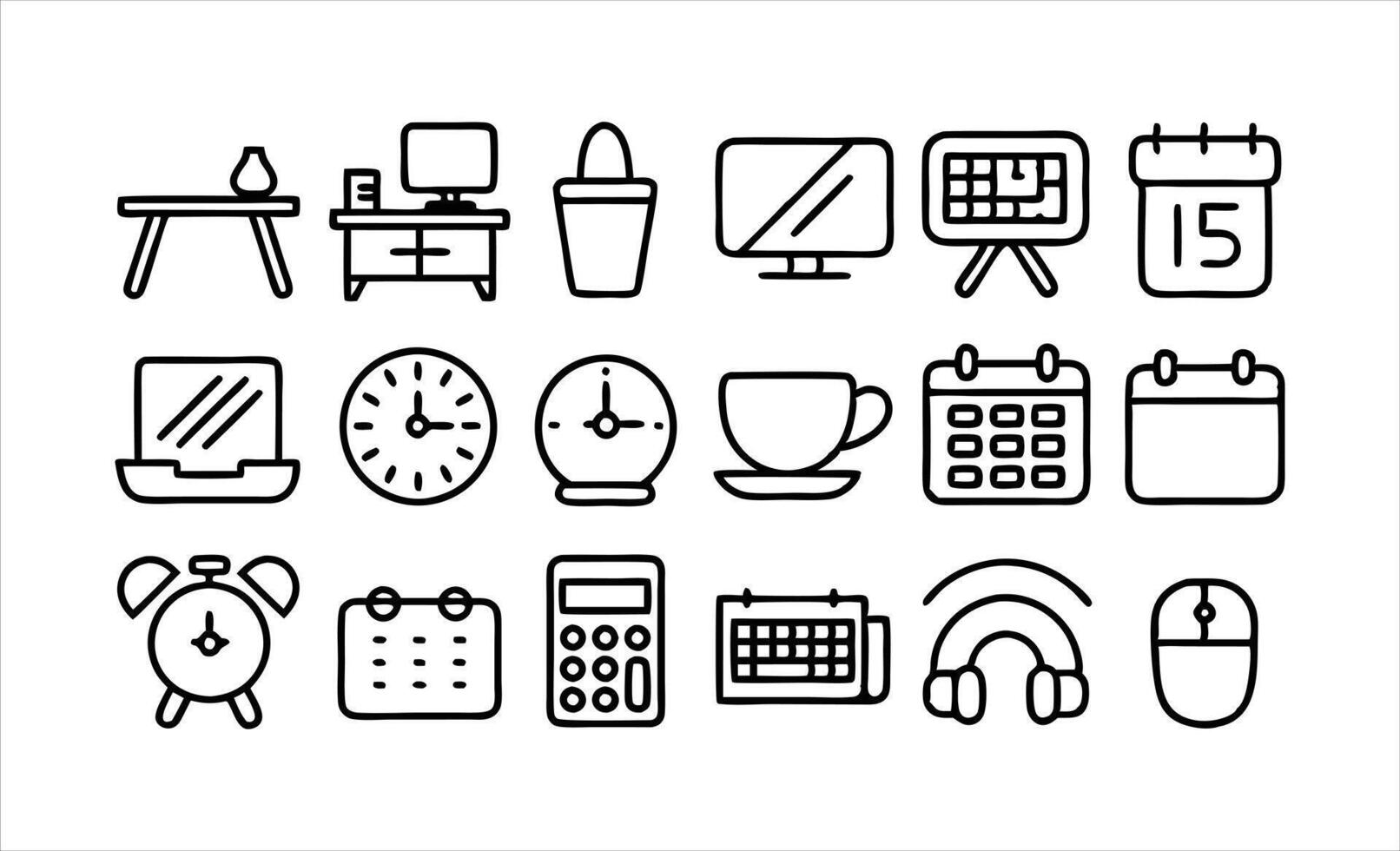 Workaholic Lifestyle Outline Pack vector
