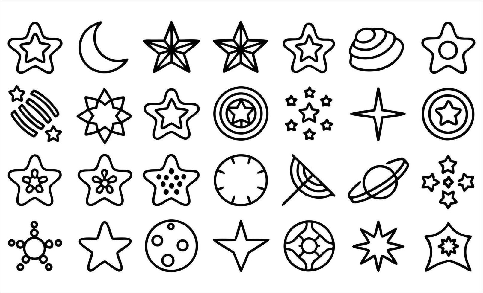 set of outline icons related to star linear ic white background vector
