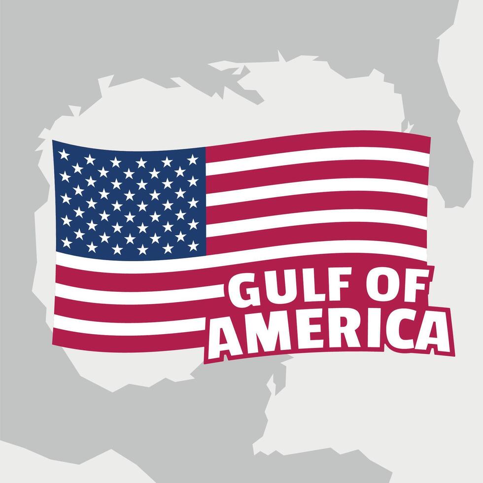 Gulf of America map with flag United States vector