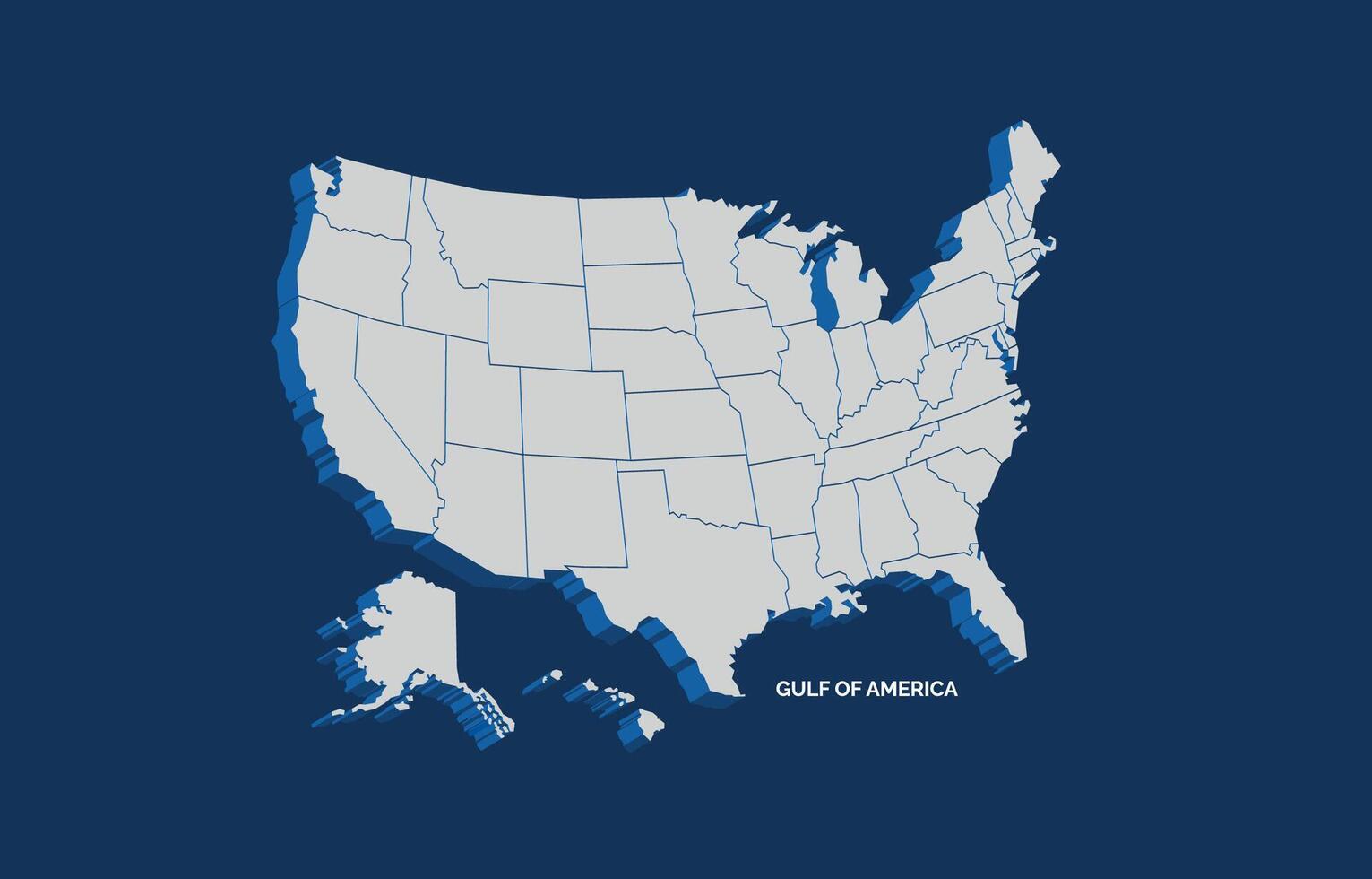 Map illustration of the Gulf of Mexico or Gulf of America vector