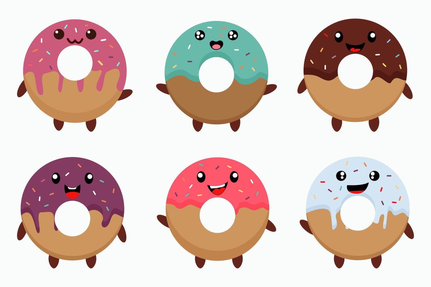 Kawaii Donut Characters vector