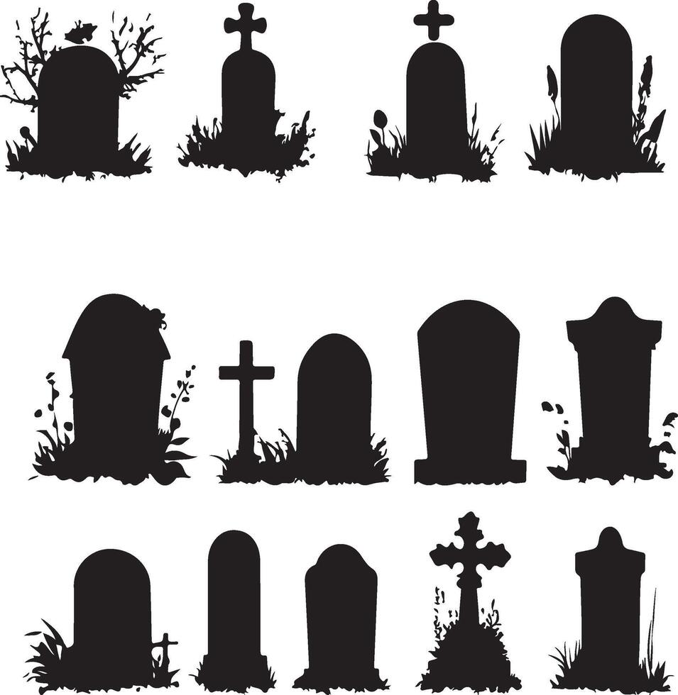 Shadowed Graves Silhouette vector