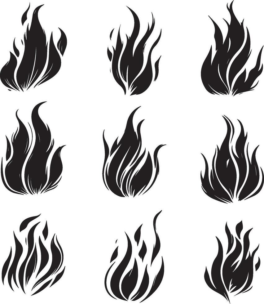 Burning Flame Silhouette Pack vector