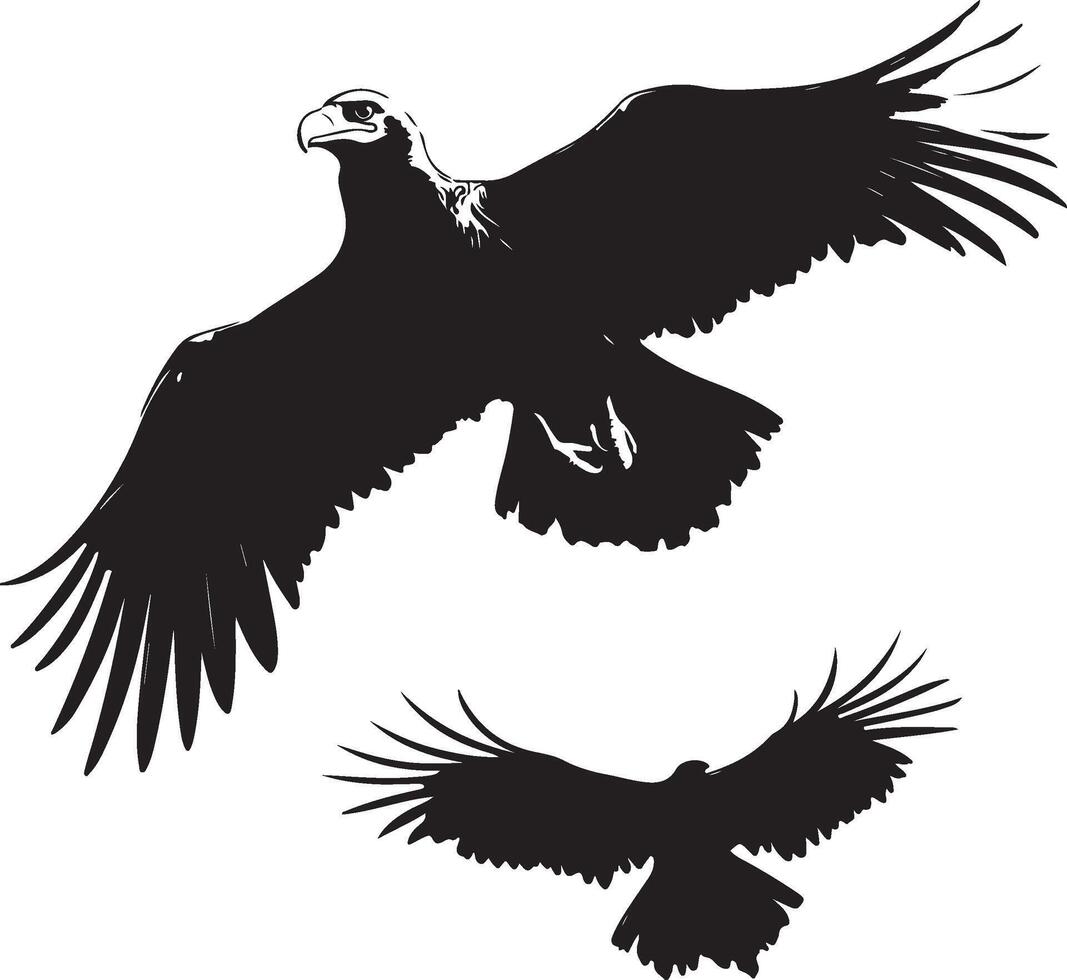Flying Griffon Vulture Silhouettes Collection for Creative Artwork vector