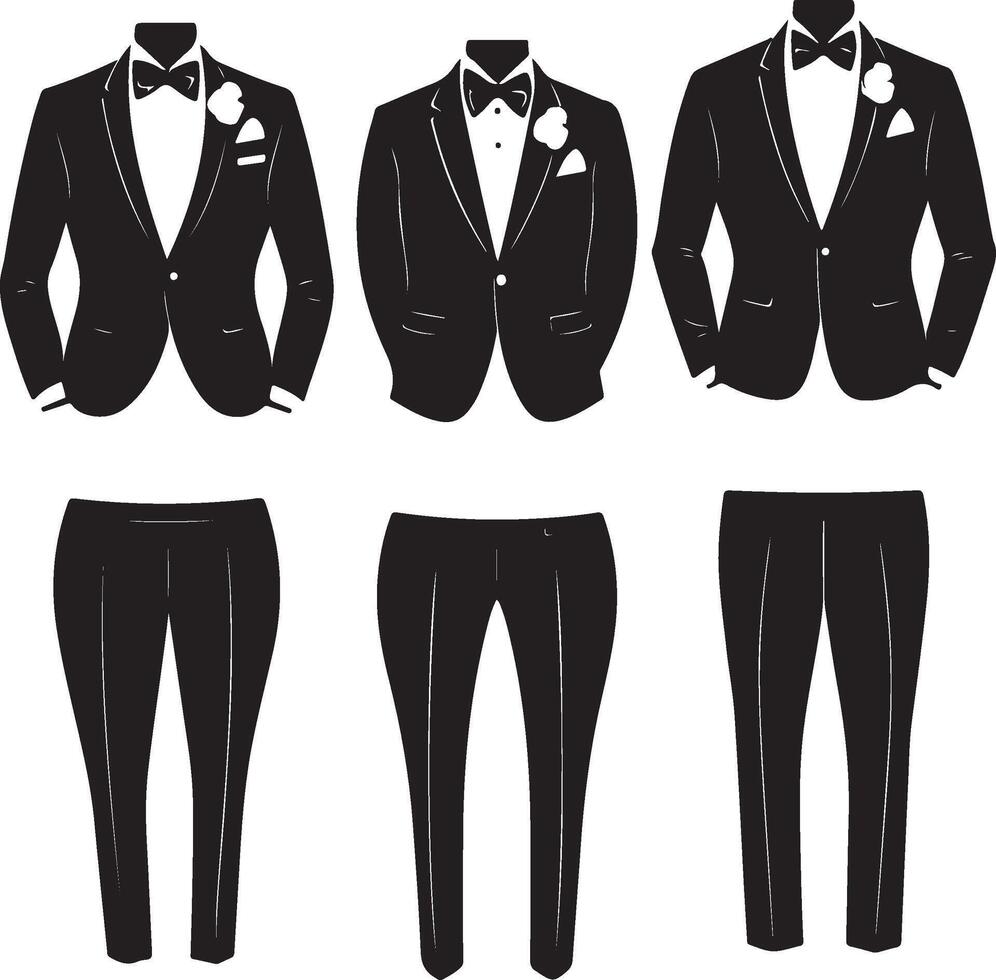 Classic Suit and Tuxedo Set for Luxury Design Projects vector
