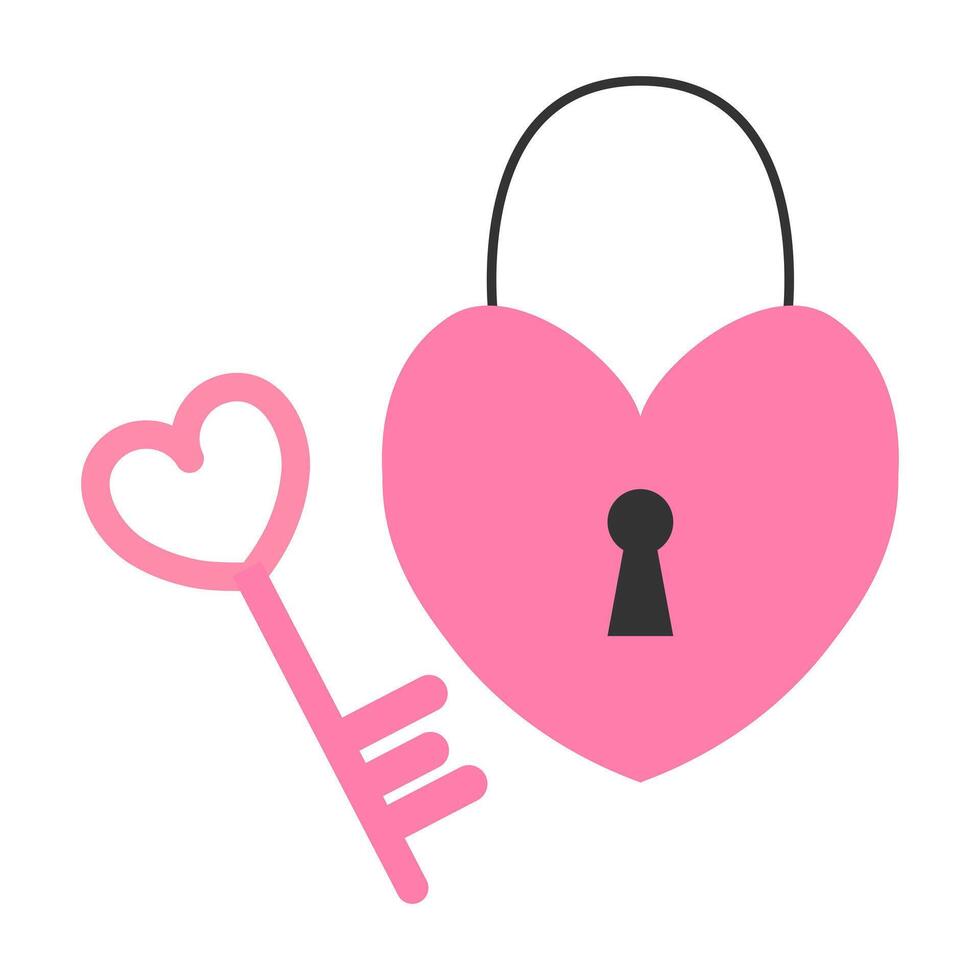 Heart shaped lock. Heart Key. Illustration for Valentine's Day. illustration. vector