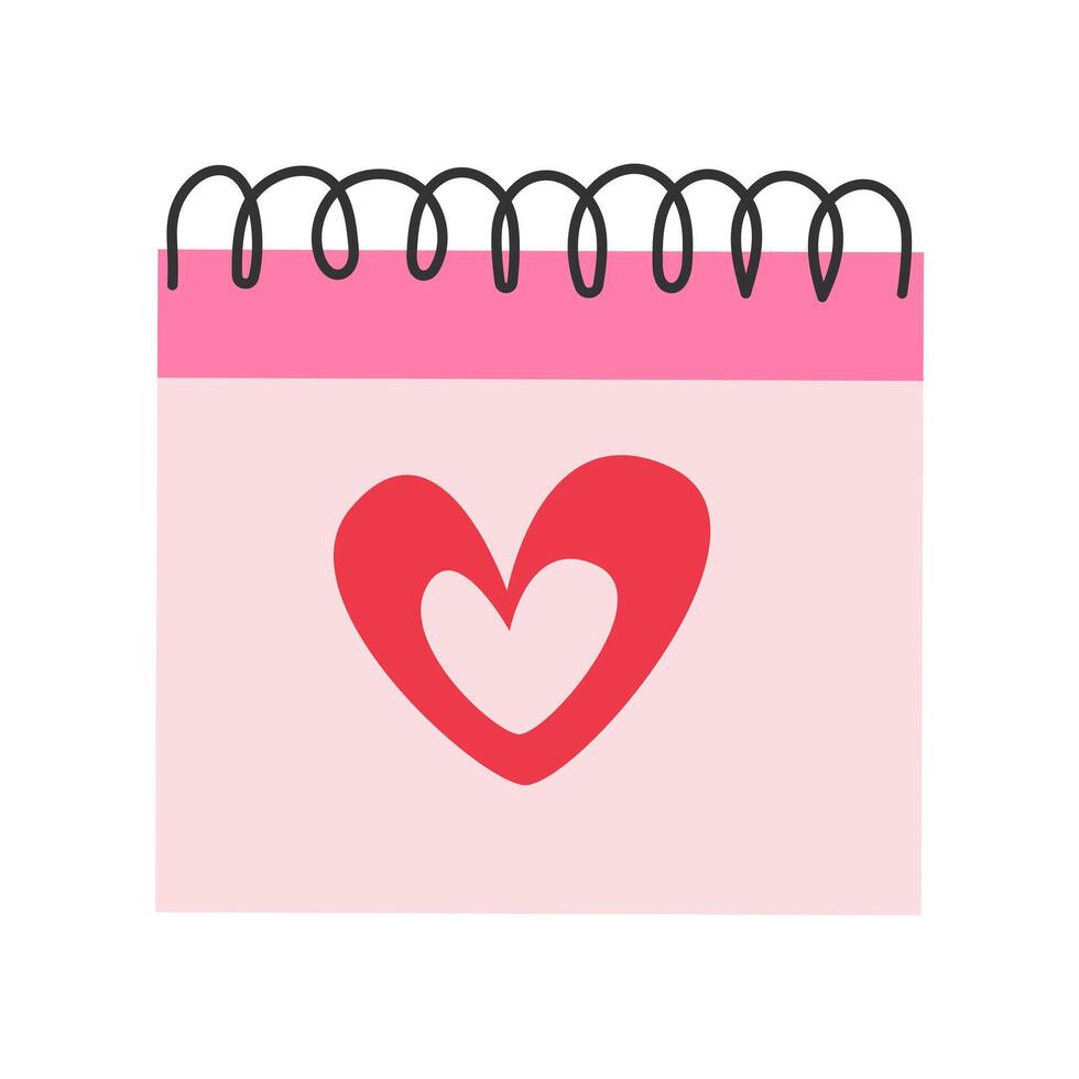Romantic calendar with heart. vector