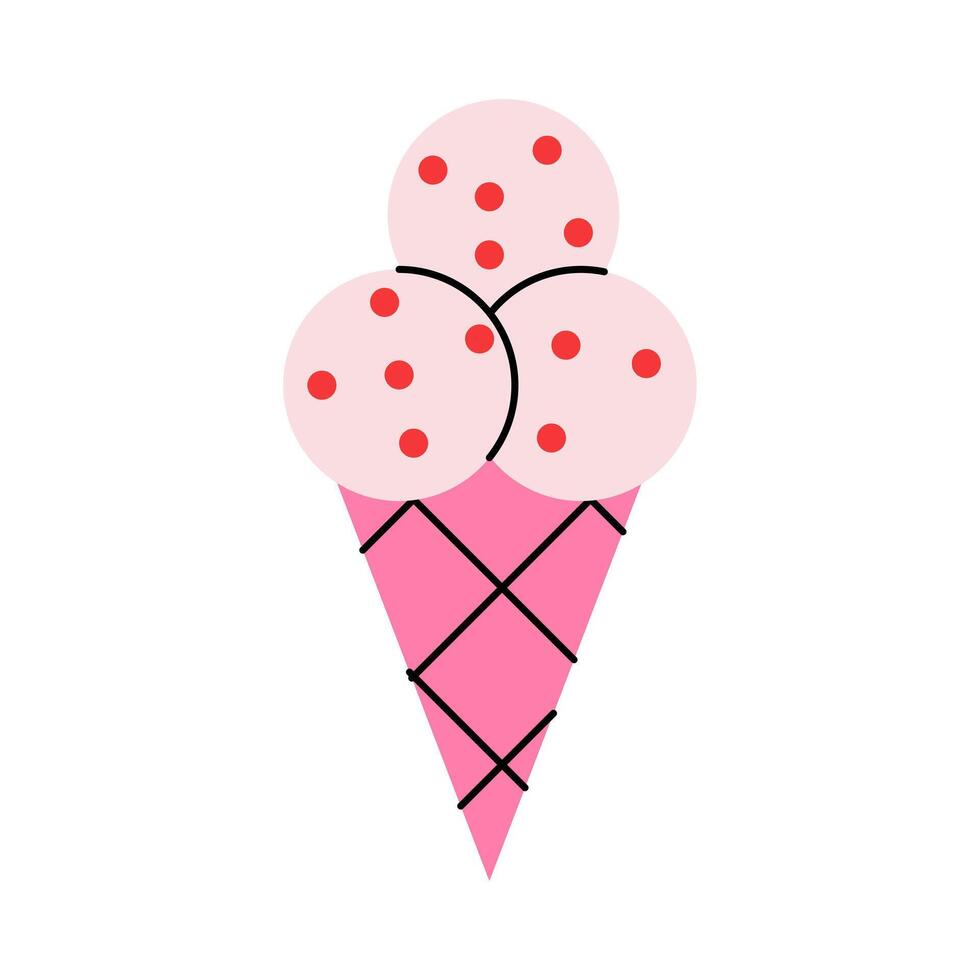 Waffle cone with ice cream. vector